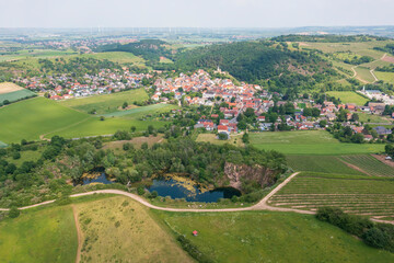 Fototapeta na wymiar Bird's-eye view of the village of Neu Bamberg/Germany in Rheinhessen