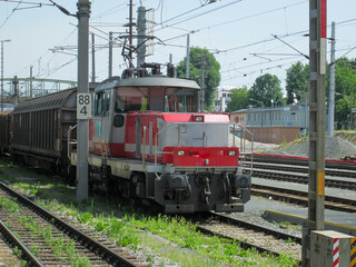 The Salzburg, Austria, Train Station with a Train on the Track