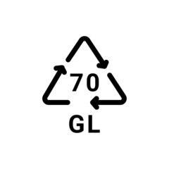 Glass recycling code GL 70 line icon. Consumption code.