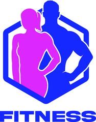 male female fitness logo Training man and woman silhouettes style