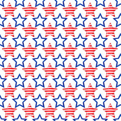 Fototapeta na wymiar Patriotic seamless pattern, USA independence day
