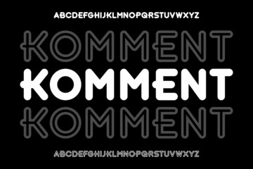 Outline rounded alphabets display font vector