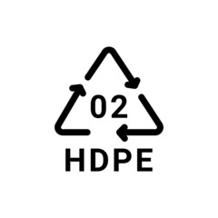 Plastic recycling code HDPE 2 line icon. Consumption code polyethylene.