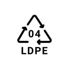 Plastic recycling code LDPE 04 line icon. Consumption code.