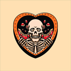 death and love tattoo vector design