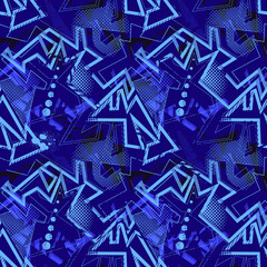 Abstract urban pattern with curved geometry elements, lines and chaotic dots. Contemporary artwork