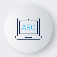 Line Laptop icon isolated on white background. Computer notebook with empty screen sign. Colorful outline concept. Vector