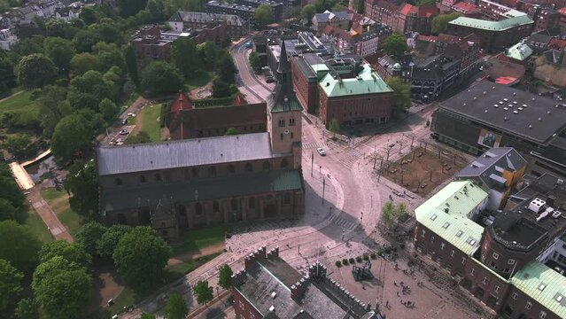 Odense Cathedral in Denmark by Drone