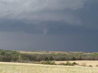 Funnel cloud in central Kansas on April 29, 2022. A funnel cloud is a tornado aloft. 