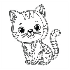 Coloring Book  Cat , Cat coloring page ,Cat doodle  illustration hand-drawn, Animal Coloring book page 