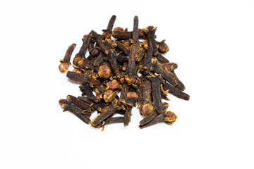 Clove spice, Dried clove isolated on white background, close-up.