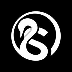 Initial Letter S Swan Monogram Logo Design Vector