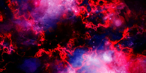 Cosmic neon light blue watercolor background. Paper textured aquarelle deep black canvas for modern creative design. Watercolor background Space, nebula, Star field in galaxy space with nebula. 