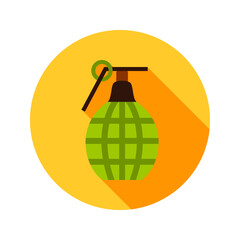 Grenade Circle Icon. Vector Illustration of Military Sign.