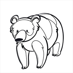 Coloring Book  bear  , Bear coloring page , doodle    bear illustration hand-drawn, Animal Coloring book page , Wolf 