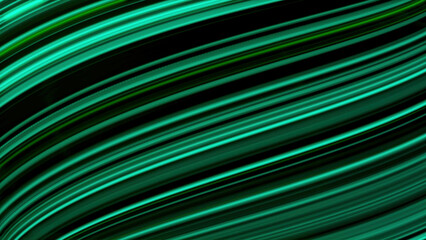 Abstract waving neon lines of green color on black background, seamless loop. Animation. Beautiful curved gradient stripes moving from top to bottom.