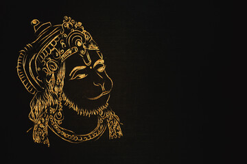 lord hanuman ji line art golden design