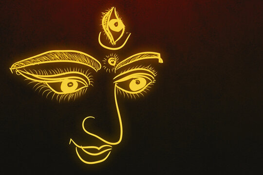 Durga Pencil Sketch Art Self Adhesive Sticker Poster – Myindianthings