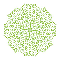 Green floral mandala circle ornament