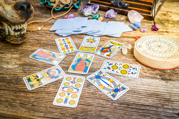 Fortune telling on tarot cards