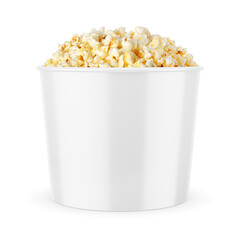 White blank popcorn bucket mockup isolated on white background.