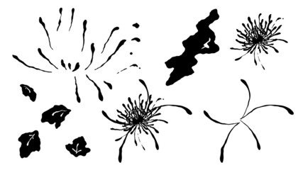 リキッドアニメーションをイメージした和風の菊のイラスト素材セット