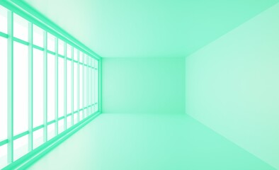 Empty room emerald minimal concept 3d render