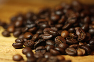 Coffe beans in it's purest way close up macro