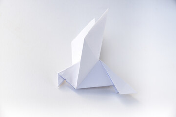 Paper dove origami isolated on a white background