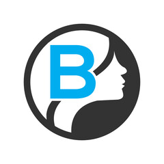 circle logo in the  B   Vector design template elements for your application or company identity.with weman circle