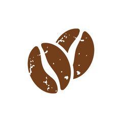 Coffee beans icon vector with grunge effect