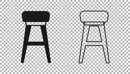 Black Chair icon isolated on transparent background. Vector