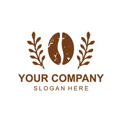 Obraz premium Coffee shop logo vector with grunge effect