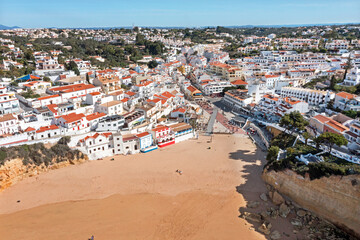Fototapeta na wymiar Aerial from the historical village Carvoeiro in the Algarve Portugal