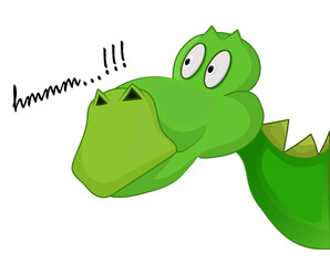 cute cartoon animal curious green dinosaur