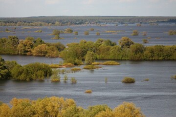Spring Flood On The Desna River. Mezynsky National Nature Park, Chernihiv Region, Ukraine