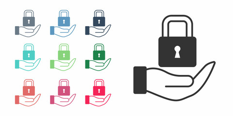 Black Lock icon isolated on white background. Padlock sign. Security, safety, protection, privacy concept. Set icons colorful. Vector