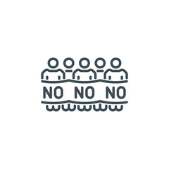 crowd of protesting activists at demonstrate single line icon isolated on white. Perfect outline symbol strike of group people against the war. rebels and insurgents element with editable Stroke line