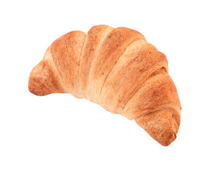 Close up french croissant isolated on white background.