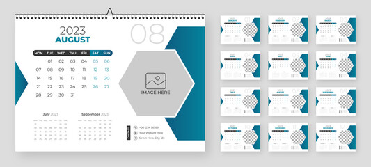 Modern new year 2023 desk calendar template