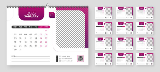 Modern new year 2023 desk calendar template