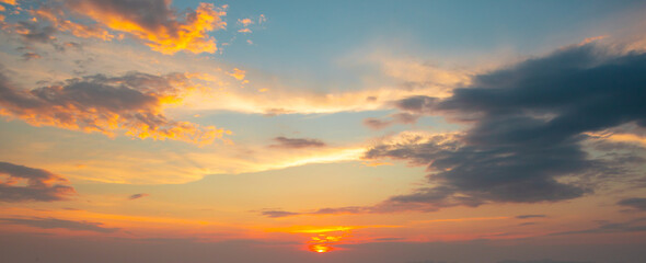 Colorful of the clouds and the sky at sunset. Landscape in twilight