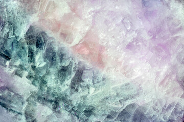 cyan and pink fluorite structure close-up