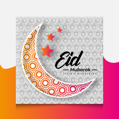 Eid mubarak greeting card and social media post. Vector illustration Islamic background.