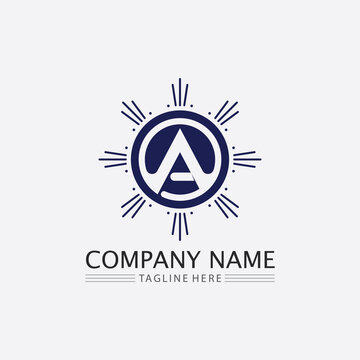 A Letter icon and font logo Template 