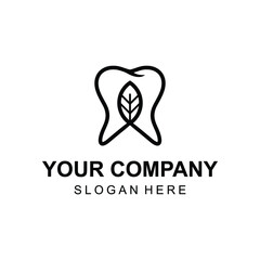 Teeth and leaf for dental logo vector