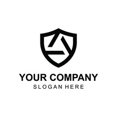 Geometric letter A logo design with shield