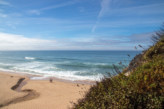 beautiful beach with blue sky in Portugal