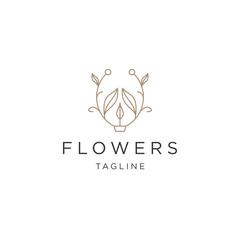 Luxury flower line logo icon design template flat vector