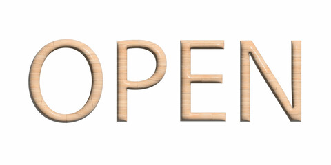 3D wood open sign notice texture illustration